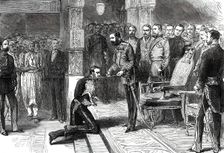 The Prince of Wales knighting the Right Hon. W. H. Gregory..., 1876. Creator: Unknown