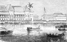 The Prince of Wales landing at the town of New Goa, from a sketch by an officer of the Serapis, 1876 Creator: L.B.