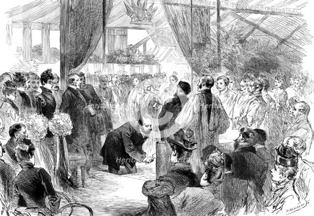 The Prince of Wales laying the Memorial-Stone of the St. Martin’s Parochial Buildings, 1890. Creator: P Naumann.