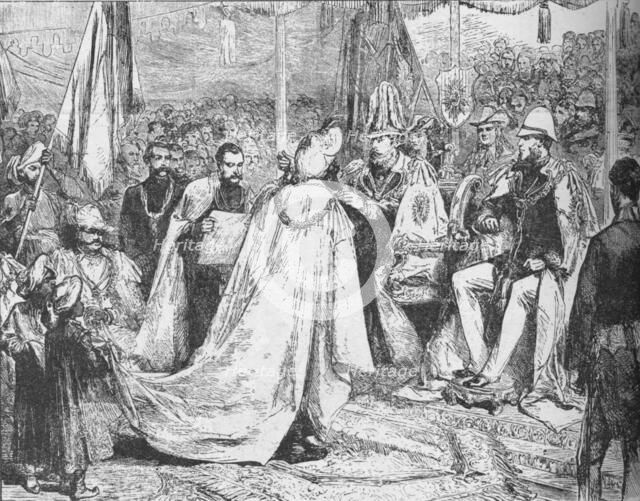 The Prince of Wales presiding at a Grand Chapter of the Star of India at Calcutta, 1875 (1908). Artist: Unknown.