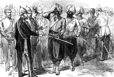 The Prince of Wales receiving the survivors of the Defence of Lucknow...1876. Creator: C.R.