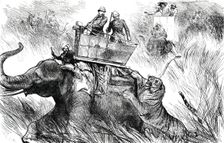 The Prince of Wales's Elephant charged by a Tiger, 1876. Creator: C.R.