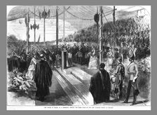 The Prince of Wales Setting the Chief Stone at the New Grammar School at Reading. 1870