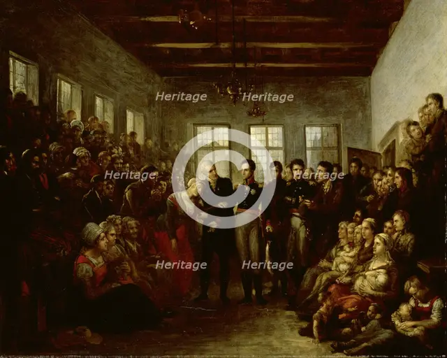 The Prince of Orange Visititing Flood Victims at the Almoners Orphanage, Amsterdam, on 14 February 1 Creators: Mathieu Van Brée, William II, King of the Netherlands.