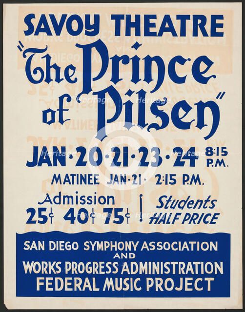 The Prince of Pilsen, San Diego, [193-]. Creator: Unknown.