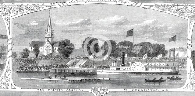 The Prince's arrival at Fredericton, New Brunswick, 1860. Creator: Smyth.