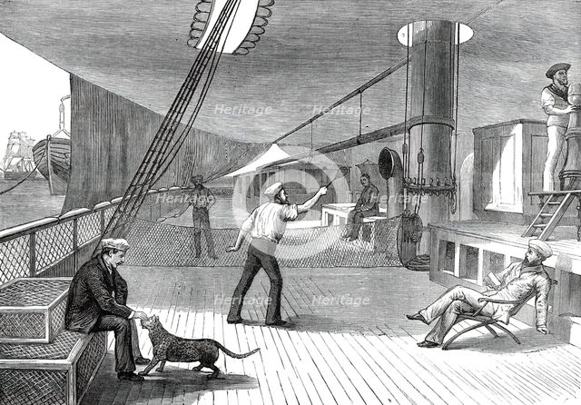 The Prince's Voyage Home from India: life on board the Serapis: lawn tennis...1876. Creator: Unknown.