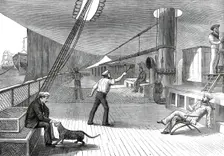 The Prince's Voyage Home from India: life on board the Serapis: lawn tennis...1876. Creator: Unknown