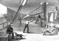 The Prince's Voyage Home from India: life on board the Serapis: lawn tennis...1876. Creator: Unknown