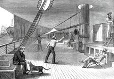 The Prince's Voyage Home from India: life on board the Serapis: lawn tennis...1876. Creator: Unknown