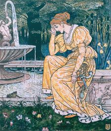 The Princess meets the Frog by the Fountain - Illustration for The Frog Prince c1874. Creator: Walter Crane