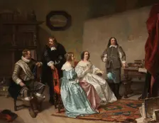 The Princess of Orange Visiting the Work-shop of Bartholomeus van der Helst, c.1850-c.1870. Creator: Hendrick Jacobus Scholten