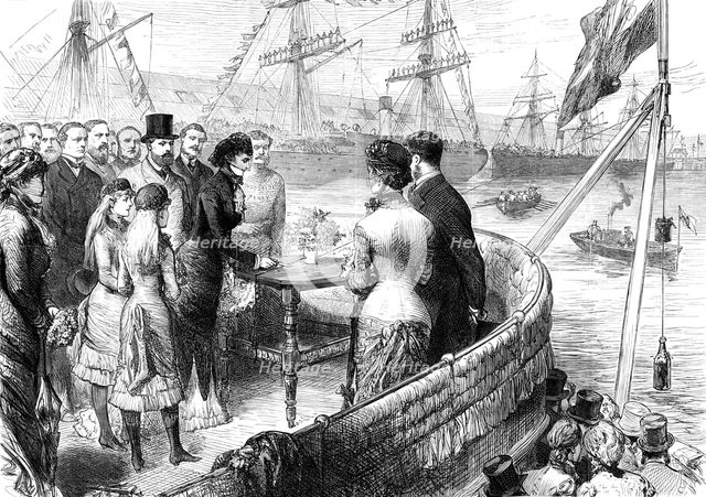 The Princess of Wales naming the new Alexandra Dock, Liverpool, 1881. Creator: Unknown.