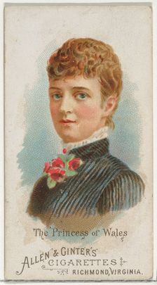 The Princess of Wales, from World's Beauties, Series 1 (N26) for Allen & Ginter Cigarettes..., 1888. Creator: Allen & Ginter