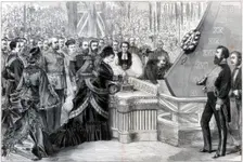 The Princess of Wales launching the new ironclad ship Alexandra 1875
