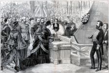 The Princess of Wales launching the new ironclad ship Alexandra 1875