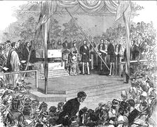 The Princess of Wales laying the foundation-stone of the Hospital for Sick Children, 1872. Creator: Unknown