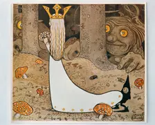 The princess and the troll. From "Bland Tomtar och Troll", 1913. Creators: Unknown, John Bauer