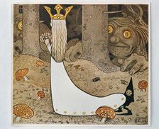 The princess and the troll. From "Bland Tomtar och Troll", 1913. Creators: Unknown, John Bauer