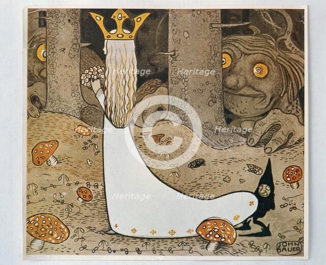 The princess and the troll. From "Bland Tomtar och Troll", 1913. Creators: Unknown, John Bauer.