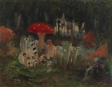 The Princess and a Butterfly Underneath a Fly Agaric, sketch for the painitng Farity..., c1895-1896. Creator: Torsten Wasastjerna