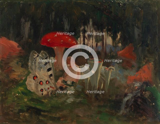 The Princess and a Butterfly Underneath a Fly Agaric, sketch for the painitng Farity..., c1895-1896. Creator: Torsten Wasastjerna.
