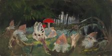 The Princess and a Butterfly Underneath a Fly Agaric, sketch for the painitng Farity..., c1895-1896. Creator: Torsten Wasastjerna