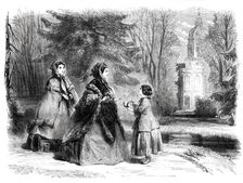 The Princess Frederick William of Prussia promenading in the garden of the palace at..., 1860. Creator: Unknown