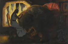 The Princess picking Lice from the Troll; For Soria Moria Palace, series consisting of..., 1900. Creator: Theodor Kittelsen