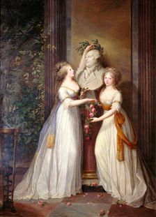 The Princesses Louise and Frederica of Prussia crown the bust of Frederick William II, 1795. Creator: Weitsch, Friedrich Georg (1758-1828)