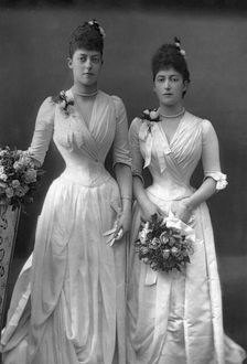 The Princesses Victoria (1868-1935) and Maud (1869-1938) of Wales, 1890. Creator: W&D Downey