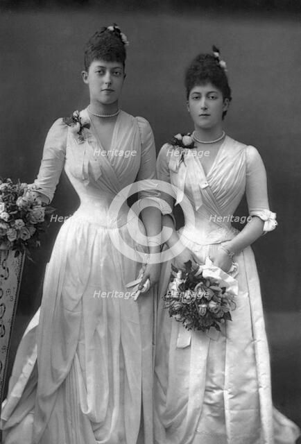 The Princesses Victoria (1868-1935) and Maud (1869-1938) of Wales, 1890. Creator: W&D Downey.