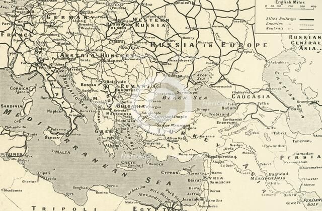 'The Principal Railways of Europe and Asia Minor', 1916. Creator: Unknown.