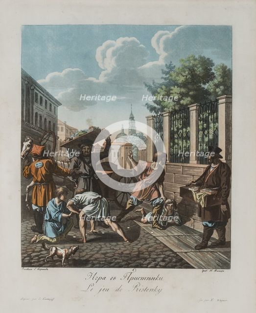 The Pristenok Game, ca 1812. Artist: Korneev (Karneev), Yemelyan Mikhaylovich (ca 1780-after 1839)