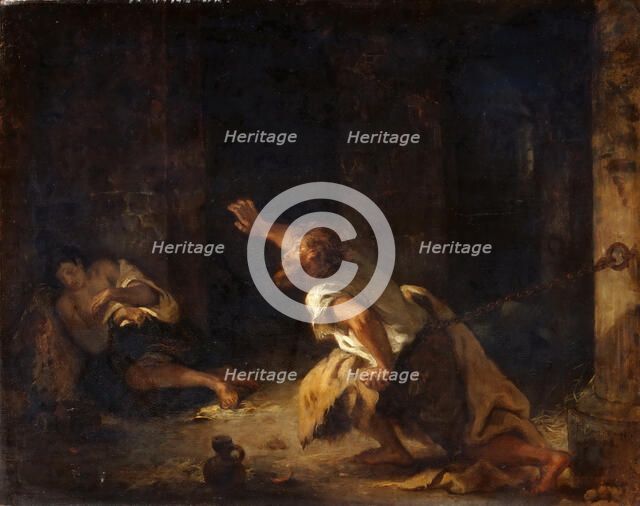 The Prisoner of Chillon. Artist: Delacroix, Eugène (1798-1863)
