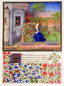 The prisoners listening to Emily singing in the garden, 1340-1341. Creator: Unknown