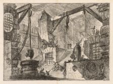 The Prisons: Colonnaded Interior with a Broad Stair, 1745-1750. Creator: Giovanni Battista Piranesi (Italian, 1720-1778)