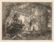 The Prisons: A Vast Gallery with a Group of Prisoners, 1745-1750. Creator: Giovanni Battista Piranesi (Italian, 1720-1778)