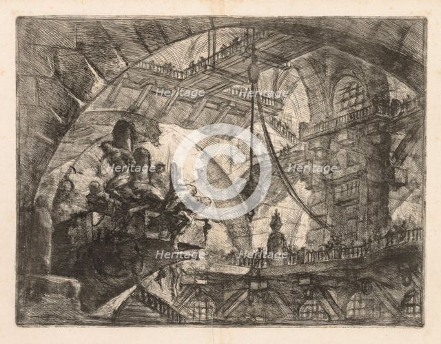 The Prisons: A Vast Gallery with a Group of Prisoners, 1745-1750. Creator: Giovanni Battista Piranesi (Italian, 1720-1778).