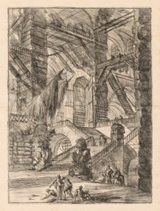 The Prisons: A Vast Interior with Trophies, 1745-1750. Creator: Giovanni Battista Piranesi (Italian, 1720-1778)