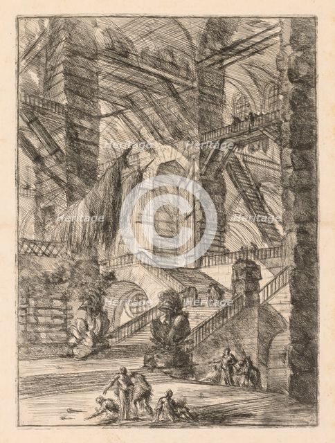The Prisons: A Vast Interior with Trophies, 1745-1750. Creator: Giovanni Battista Piranesi (Italian, 1720-1778).