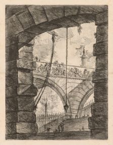 The Prisons: A Lofty Arch with a Frieze, 1745-1750. Creator: Giovanni Battista Piranesi (Italian, 1720-1778)