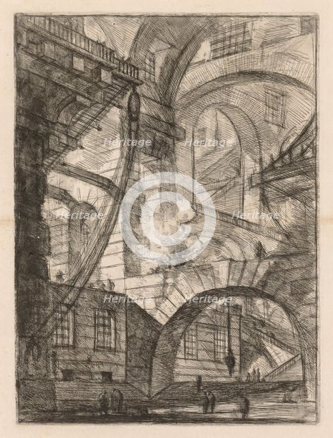 The Prisons: A Perspective of Arches with a Smoking Fire, 1745-1750. Creator: Giovanni Battista Piranesi (Italian, 1720-1778).