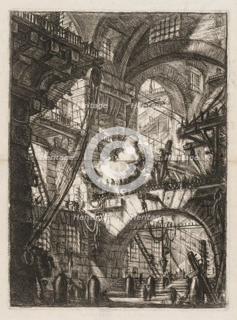 The Prisons: A Perspective of Arches with a Smoking Fire in the Center. Creator: Giovanni Battista Piranesi (Italian, 1720-1778).