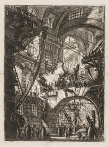 The Prisons: A Perspective of Arches with a Smoking Fire in the Center. Creator: Giovanni Battista Piranesi (Italian, 1720-1778)