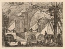 The Prisons: An Arched Chamber with Posts and Chains, 1745-1750. Creator: Giovanni Battista Piranesi (Italian, 1720-1778)