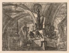 The Prisons: Round Arches Springing from a Square Column, 1745-1750. Creator: Giovanni Battista Piranesi (Italian, 1720-1778)
