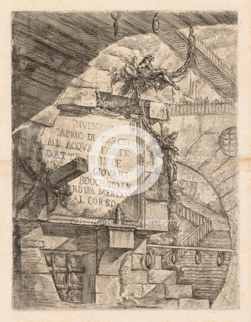 The Prisons: Title Page -- Interior of a Prison, 1745-1750. Creator: Giovanni Battista Piranesi (Italian, 1720-1778).