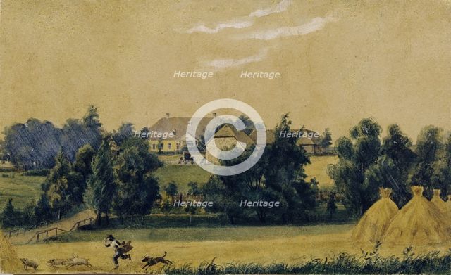 The Priyutino estate, 1830s. Artist: Lebedev, Mikhail Ivanovich (1811-1837)