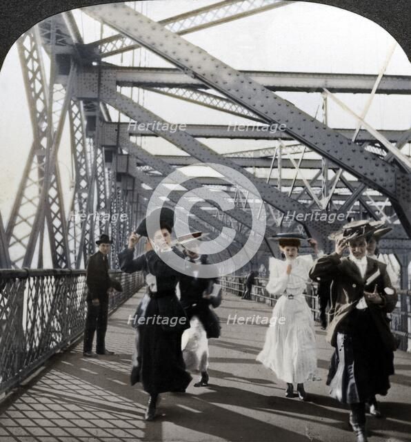 The promenade, Williamsburg Bridge, New York, USA, c1900s. Artist: Excelsior Stereoscopic Tours.